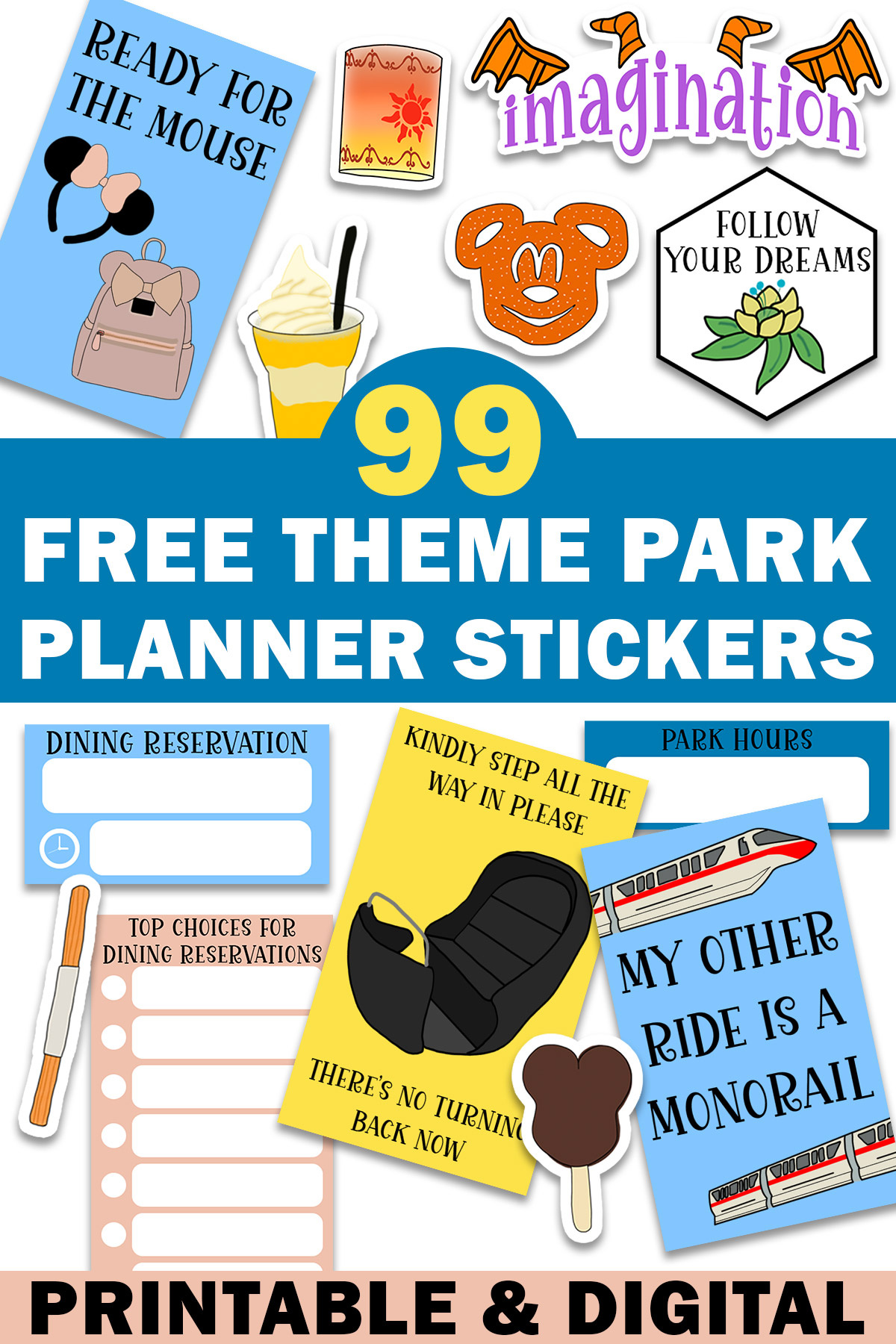 99 Free Theme Park Planner Stickers: Perfect For Disney throughout Disney Parks Stickers Printable