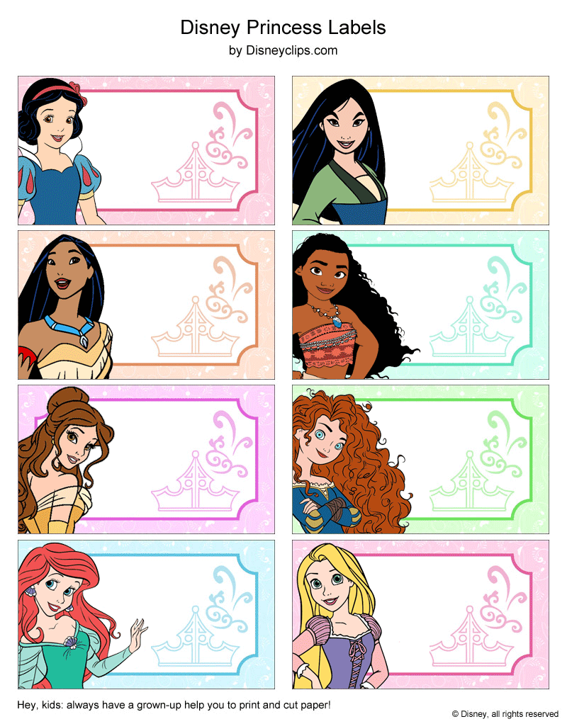 Free Disney Princess Printable Crafts: Stickers, Notes, Bookmarks for Free Printable Disney Princess Stickers