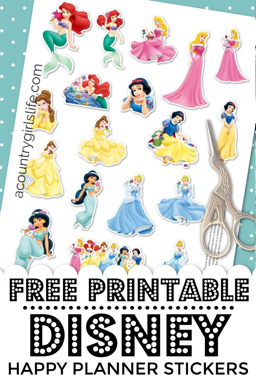 Free Printable Disney Princess Planner Stickers For Happy Planner for Free Printable Disney Stickers For Scrapbooking