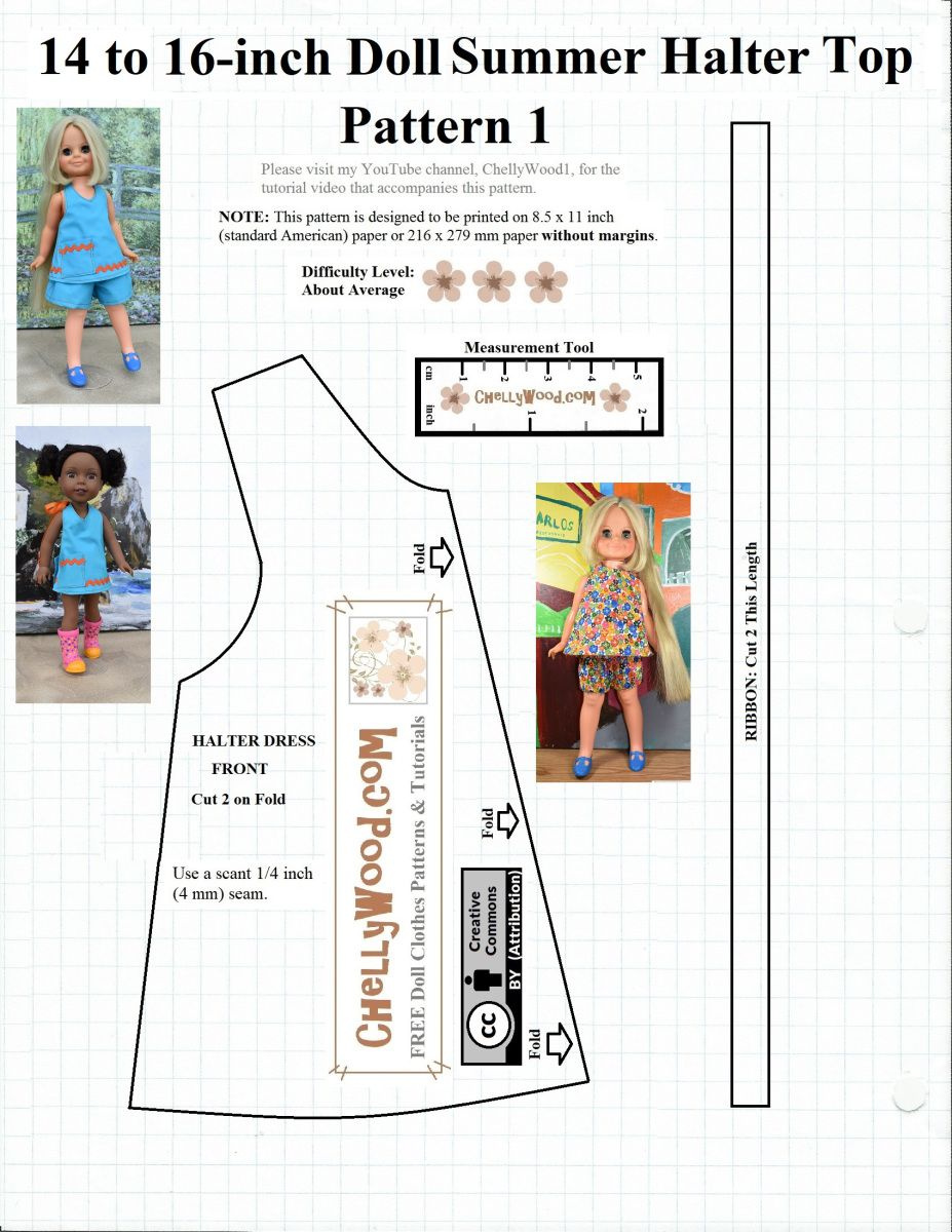 Free #Sewing Pattern For 14″ (35 Cm) #Dolls @ Chellywood for Free Printable Doll Clothes Patterns Wellie Wishers