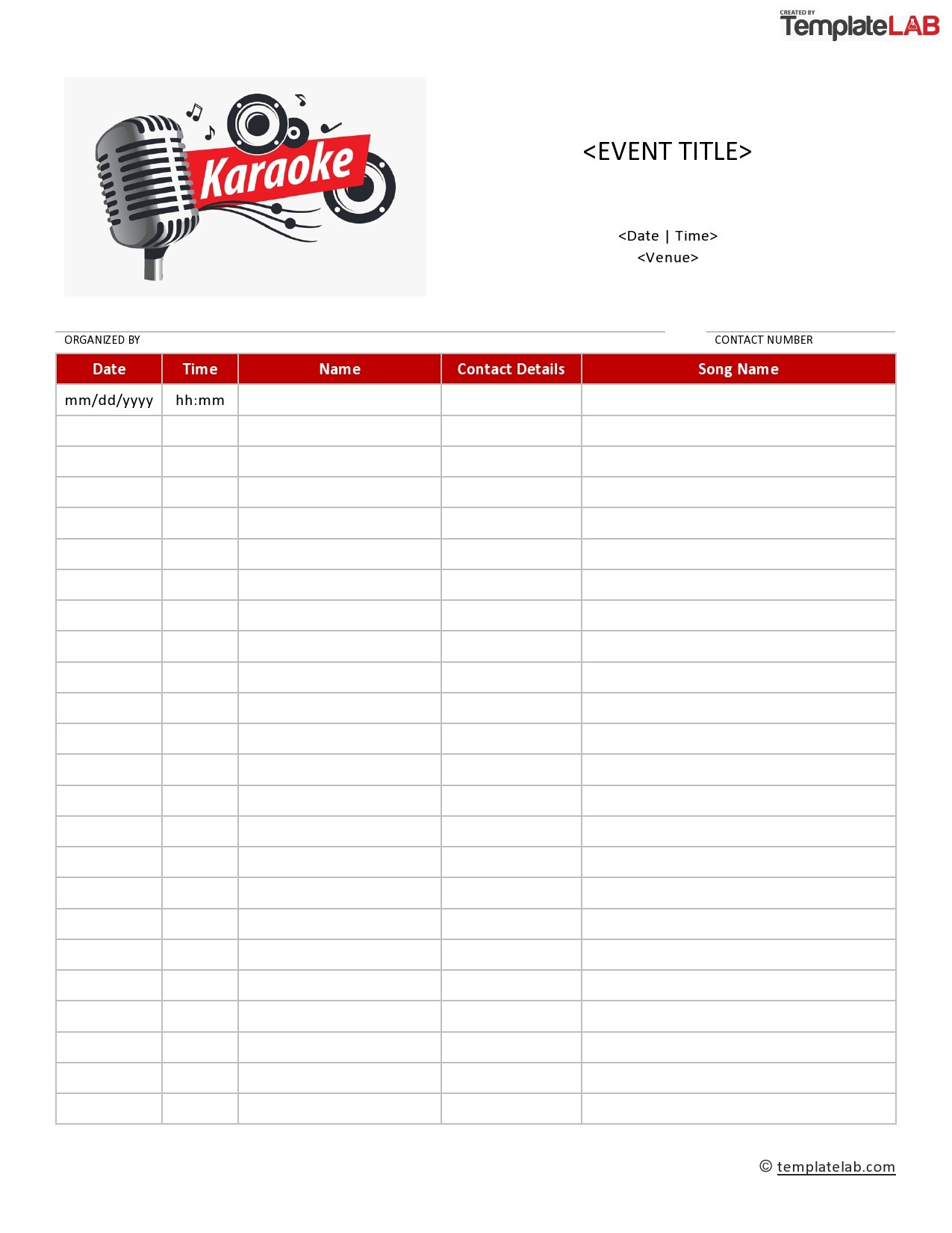 40 Sign Up Sheet / Sign In Sheet Templates (Word &amp;amp; Excel) intended for Free Printable Karaoke List Templates