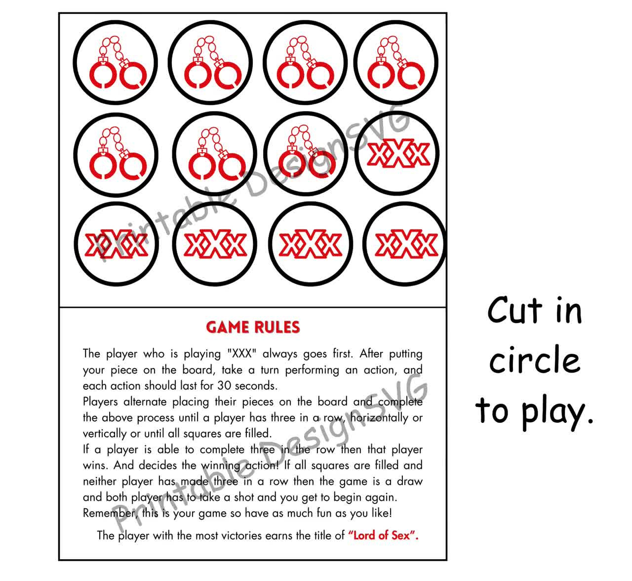 Adult Tic Tac Toe For Couple, Kinky Game, Printable Card Games, Valentines Gift For Him, Birthday Gift For Him, Couples Valentines Gift throughout Adult Tic Tac Dirty Labels Free Printable