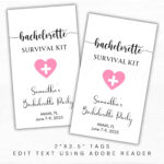 Bachelorette Survival Kit Editable Tag Personalized Bachelorette With Regard To Bachelorette Survival Free Printable Hangover Survival Kit Printables