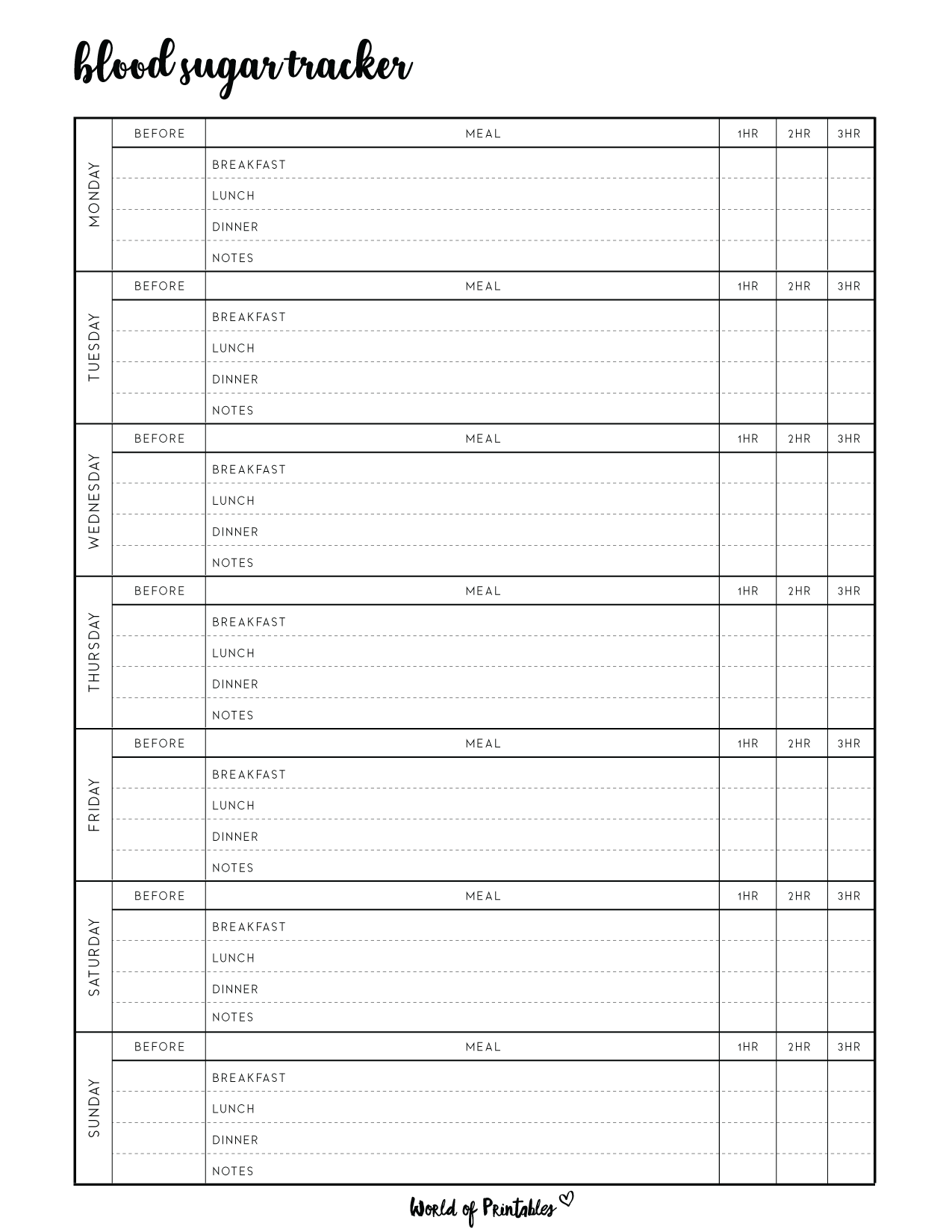 Blood Sugar Logs - World Of Printables with Patient Glucose Log Free Printable