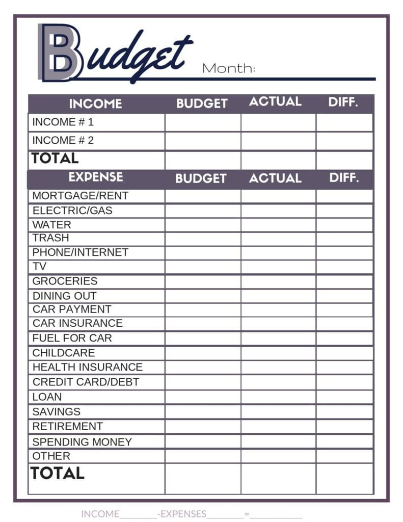 Free Budget Worksheets - Single Moms Income in Free Printable Budget Worksheets