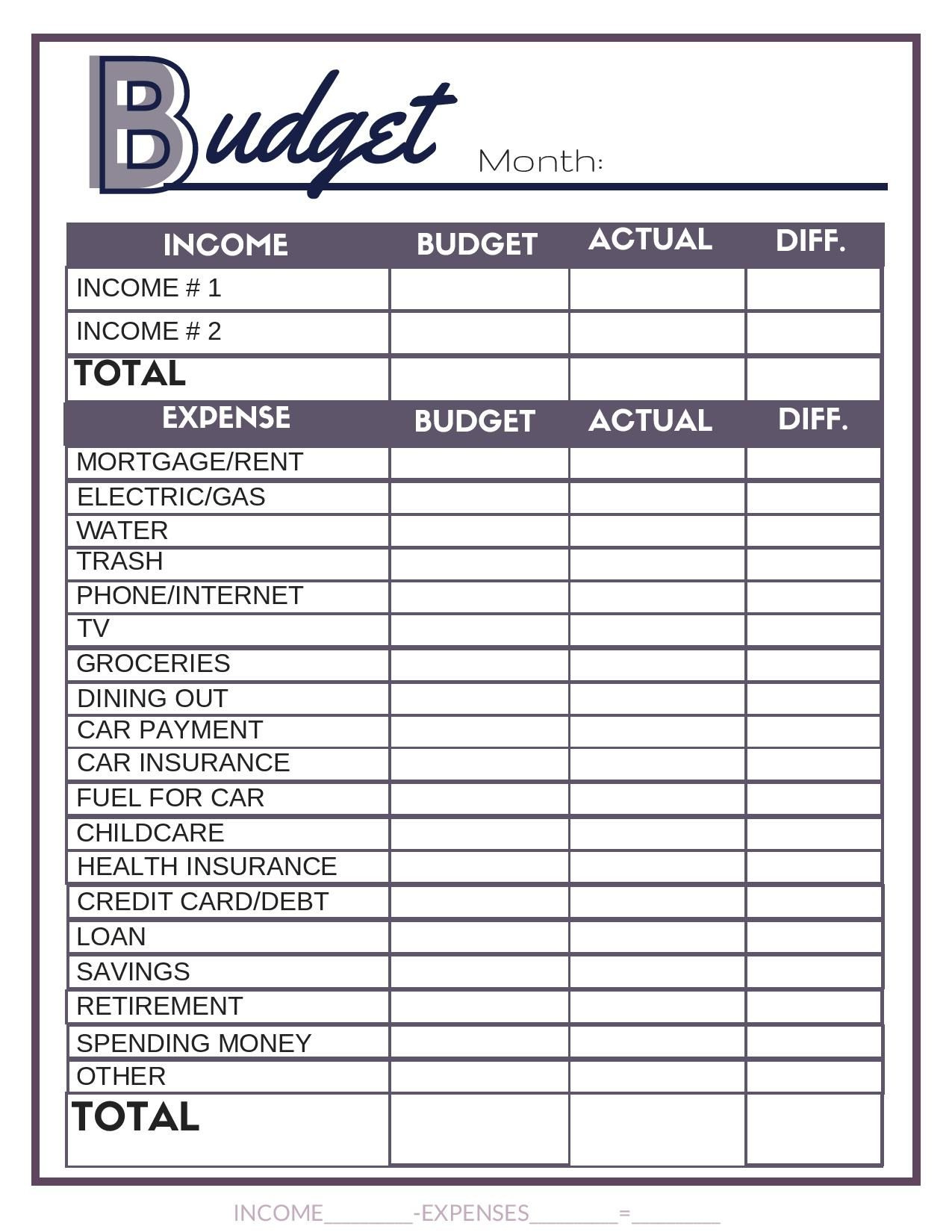 Free Budget Worksheets - Single Moms Income inside Blank Free Printable Low Income Budget Beginner Printable Budget Worksheet