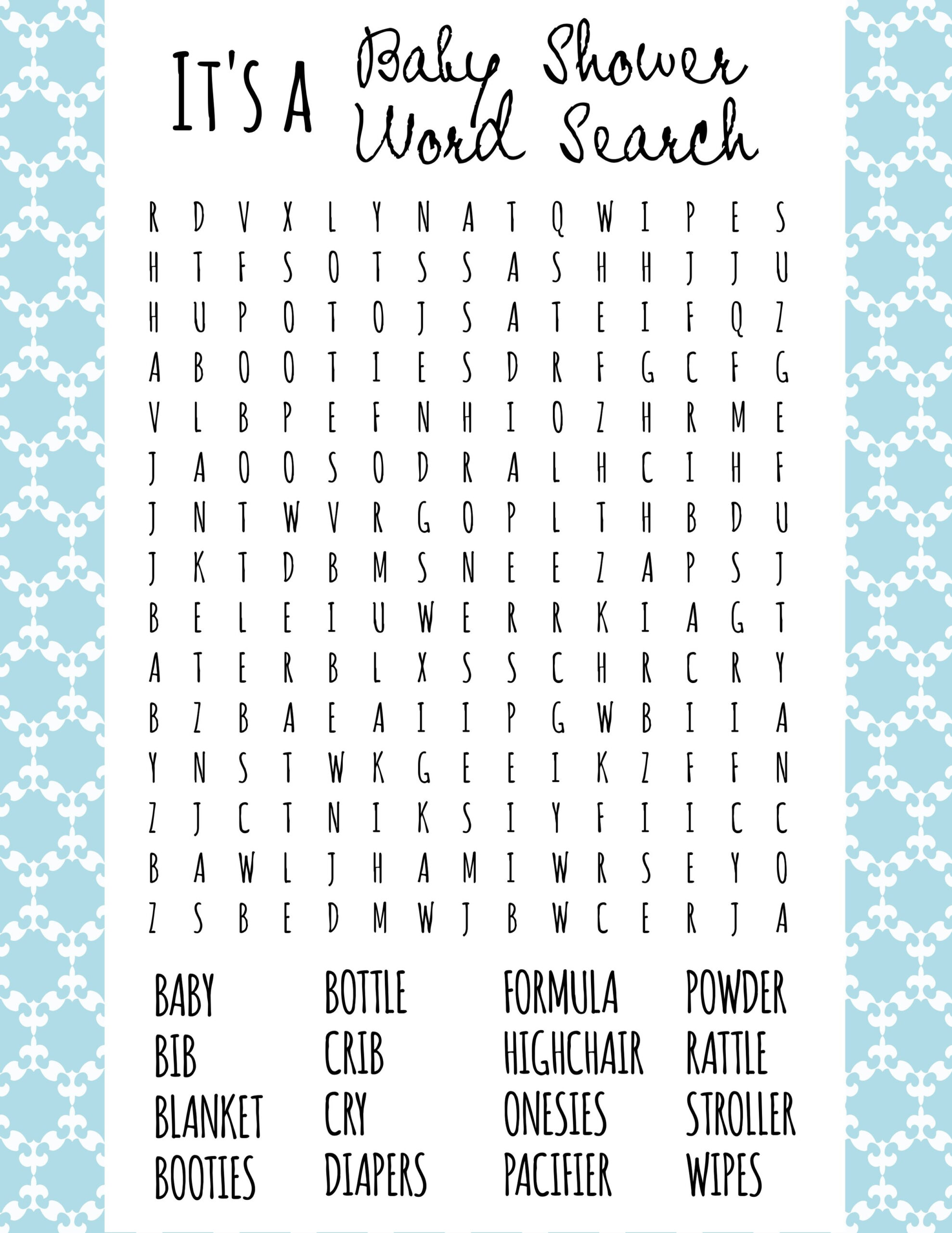 Free Printable Baby Shower Games - Download Instantly! for Free Printable Baby Shower Games