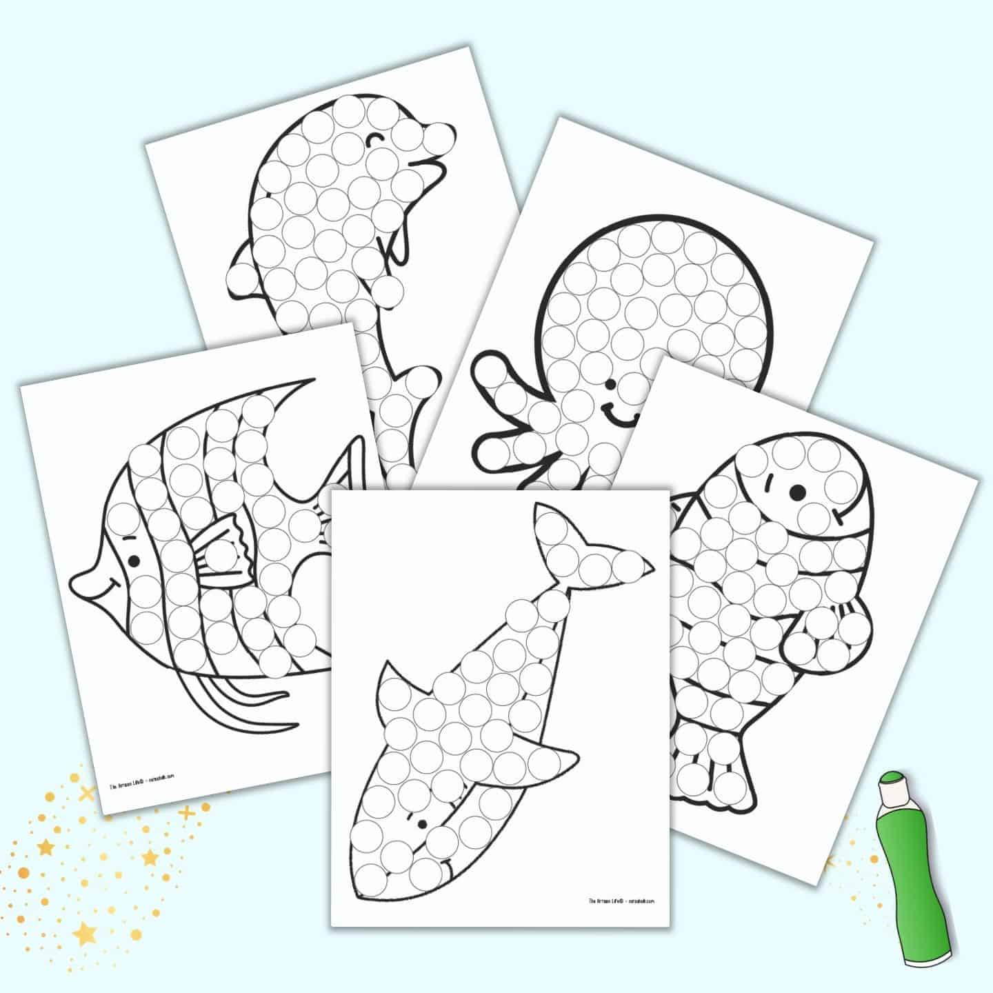 Free Printable Ocean Animals Dot It Marker Pages - The Artisan Life with regard to Ocean Do A Dot Printables Free