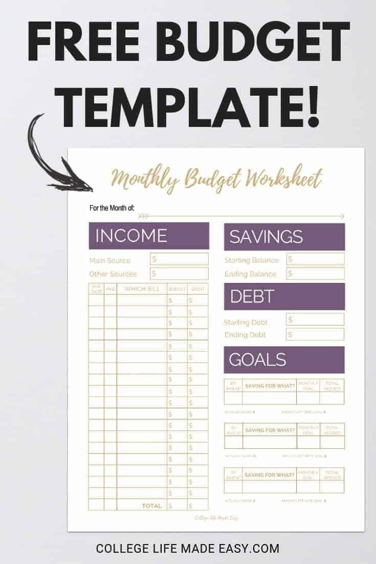 Free Simple Monthly Budget Template for Single Person Free Printable Monthly Budget Worksheet