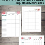 Happy Planner Free Printable Pages   Floral   Paper Trail Design Inside Happy Planner Printables Free Mini Size