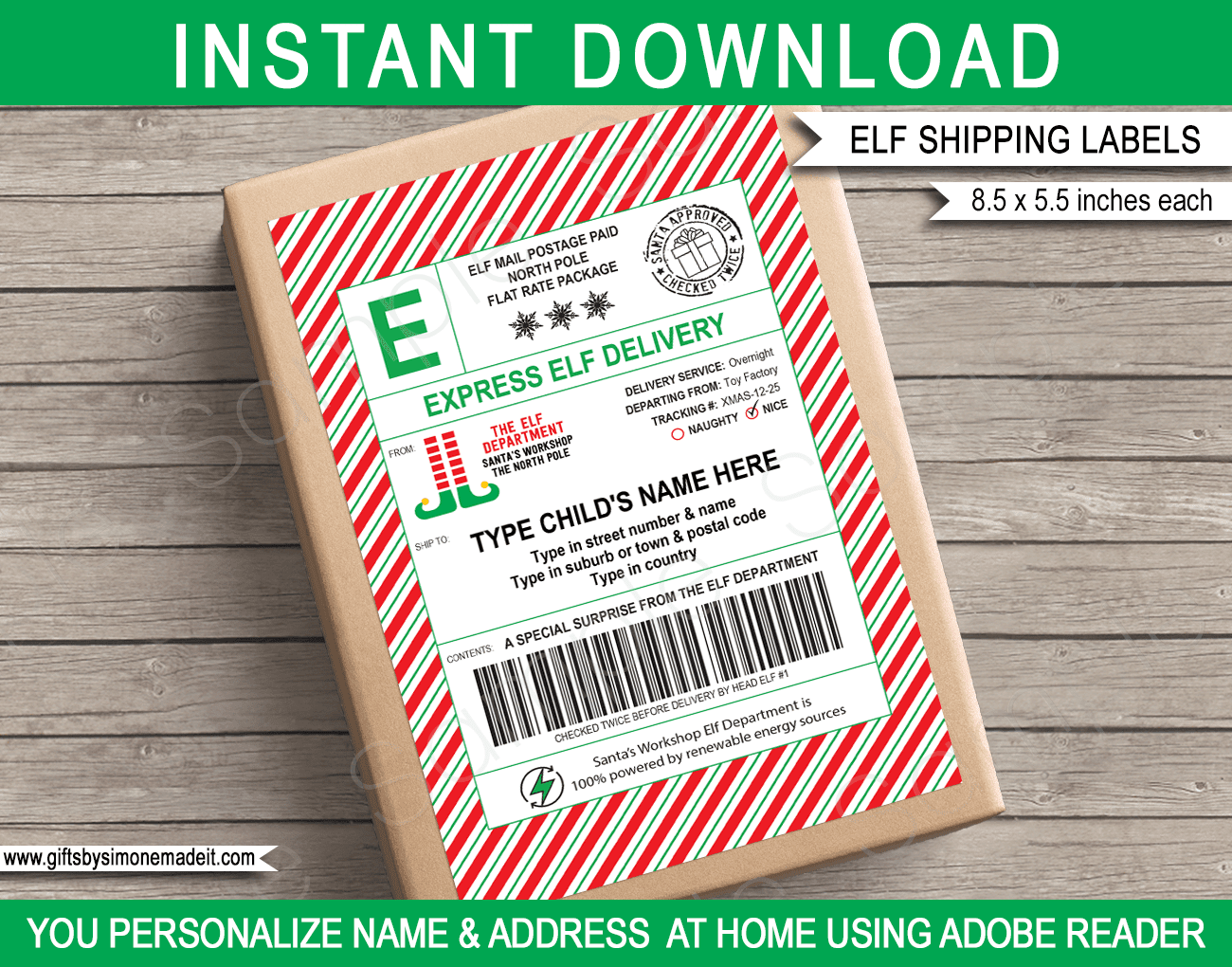 Large Elf Mail Shipping Labels - Usps Style intended for Free Printable Heavy Package Sticker Template