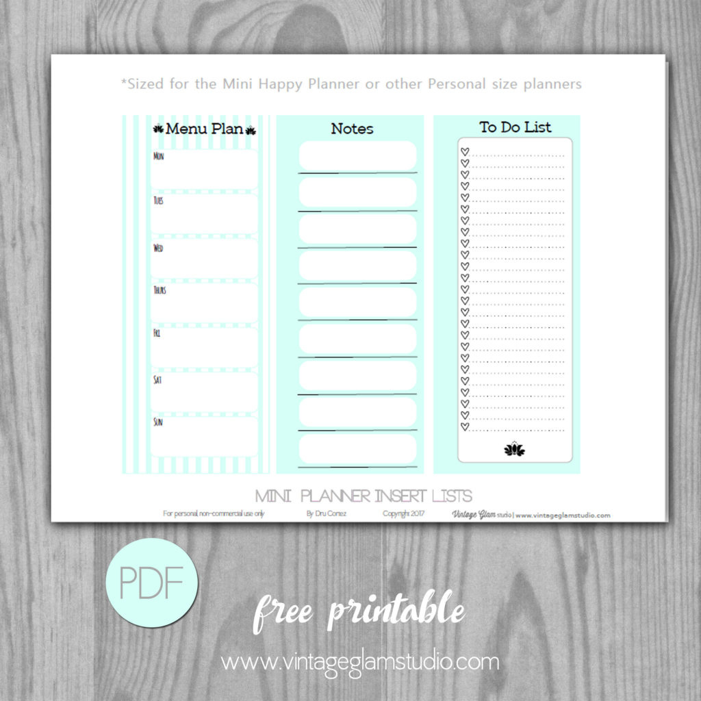 Mini Happy Planner - Checklist Inserts - with Grocery Checklist Happy Planner Printables Free Mini Size Shopping List