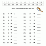 One Less Worksheet Inside Free Printable 10 Years Old Maths Worksheet