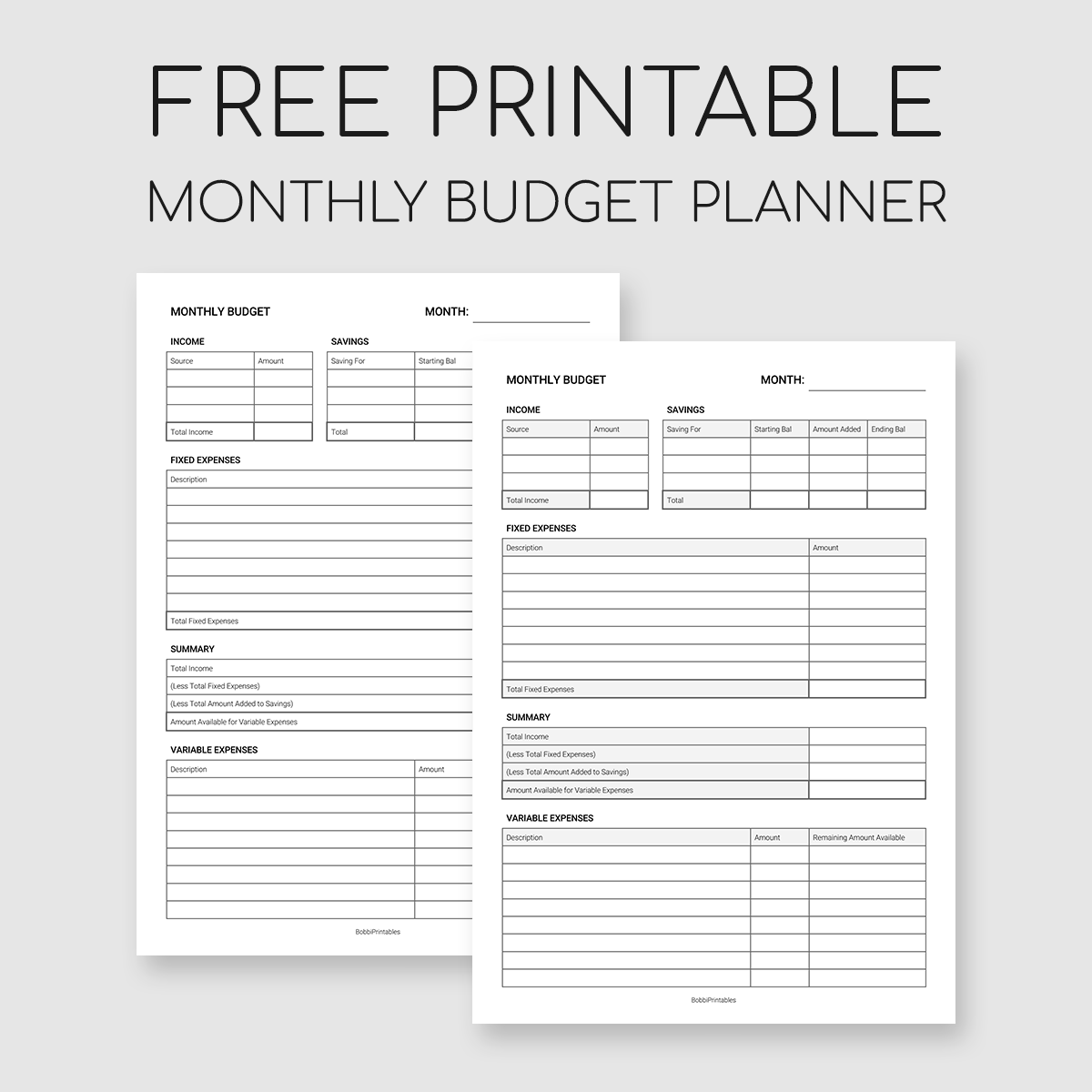 Printable Monthly Budget Planner in Free Printable Budget Sheet