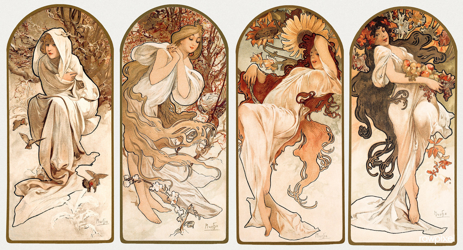 The Seasons (1897)Alphonse Maria Mucha. Original From … | Flickr in Alphonso Mucha Free Downloads Prints Printable Free