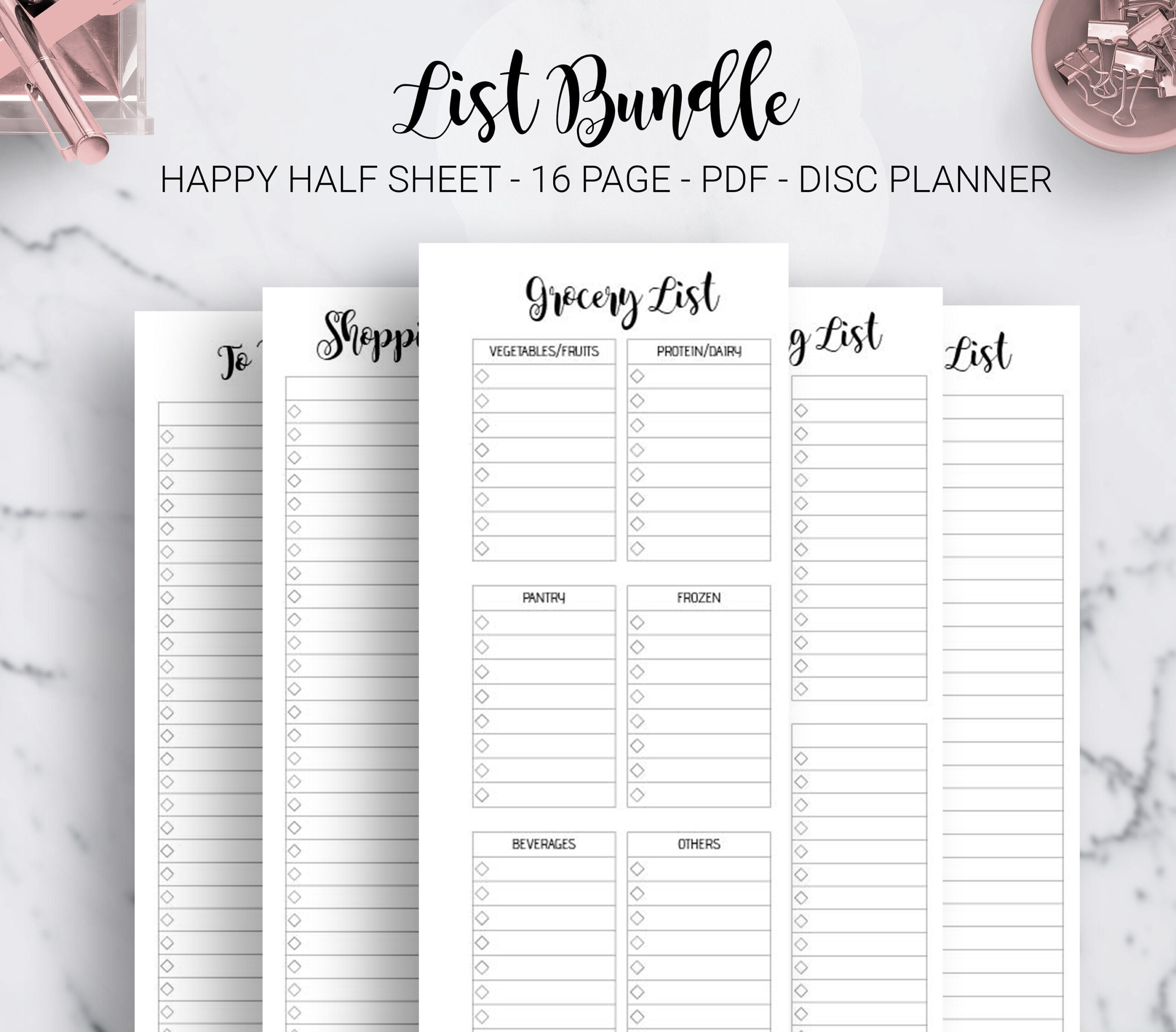 To Do Grocery List Packing List Blank Template Task List Shopping within Grocery Checklist Happy Planner Printables Free Mini Size Shopping List