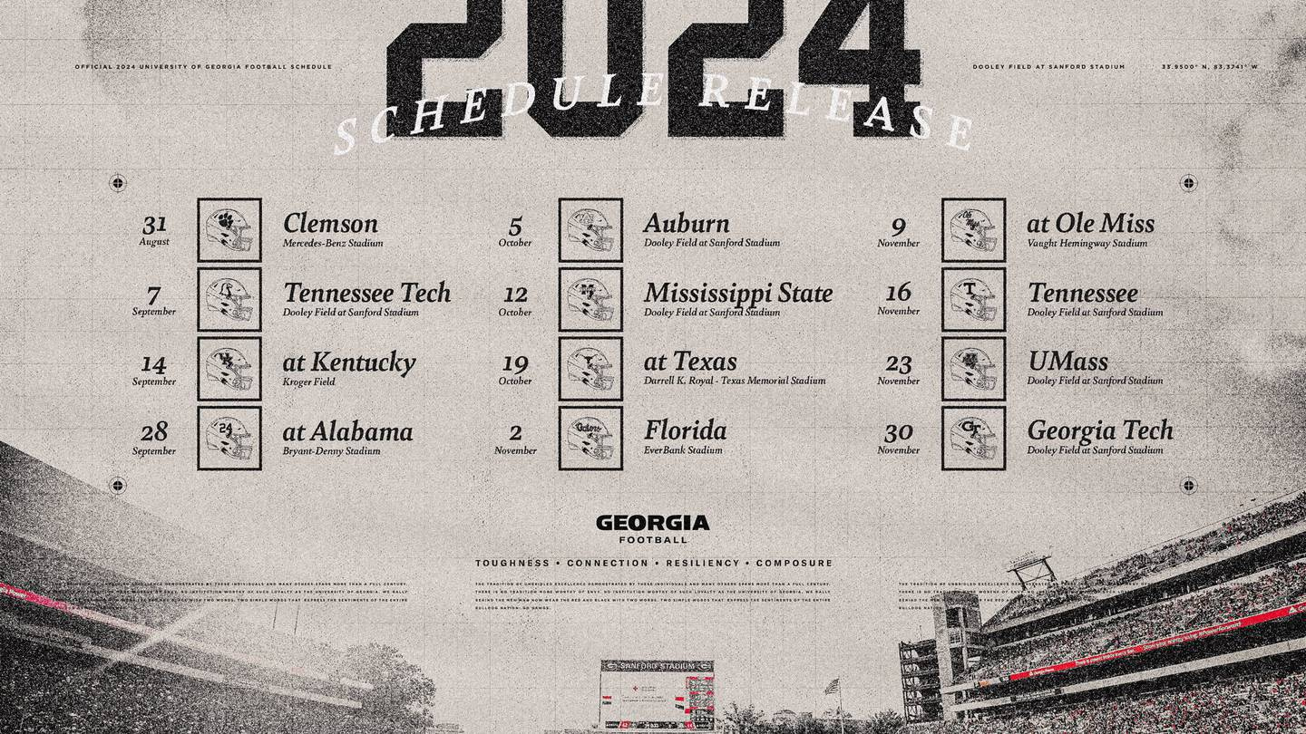 Uga Announces 2024 Schedule As Sec Moves To Channel 2 – Wsb-Tv with regard to Georgia Bulldogs 2024 Free Printable Schedule