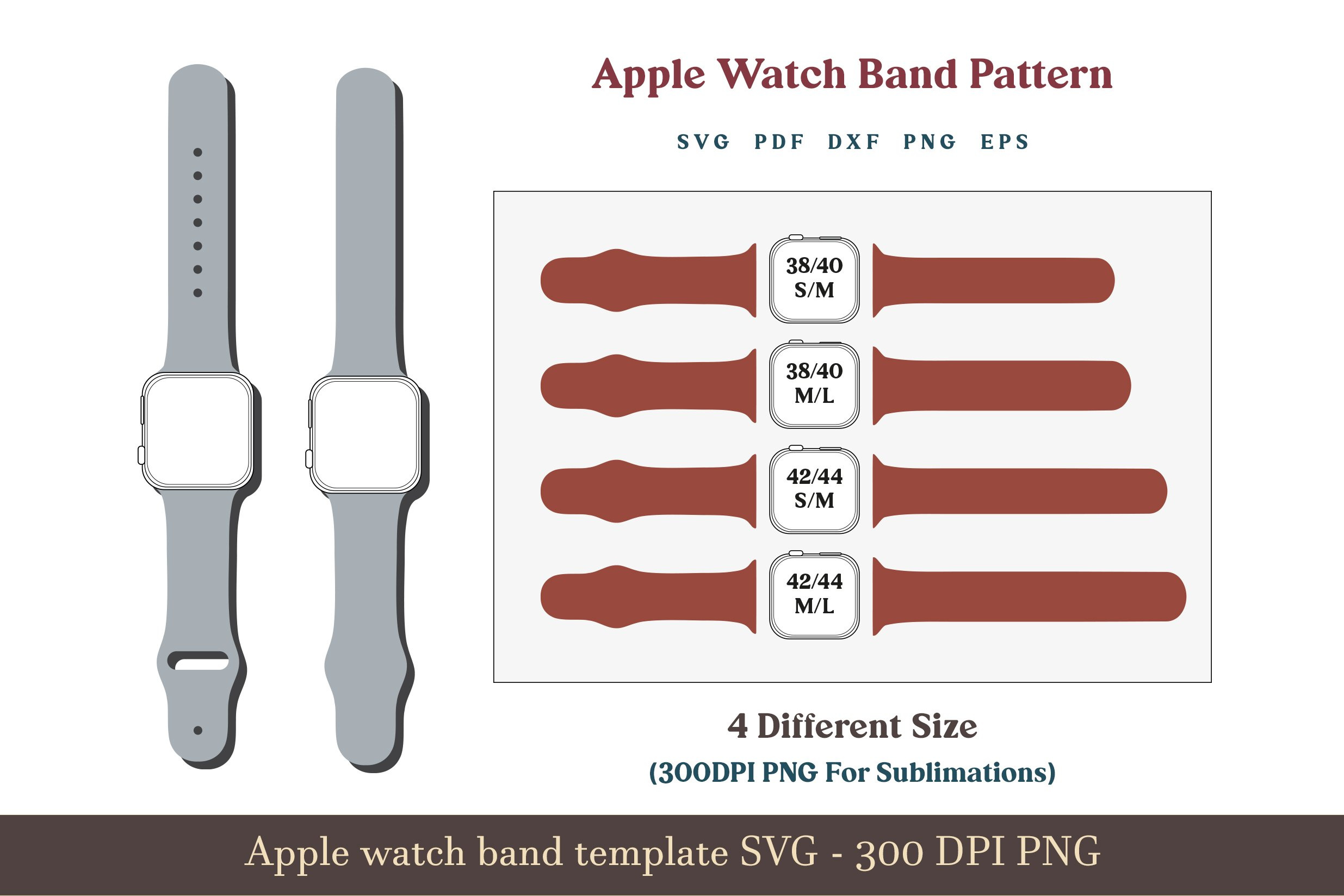 Watch Band Svg Png Template, Apple Watch Band Strap Pdf File within Free Printable Watch Band Template